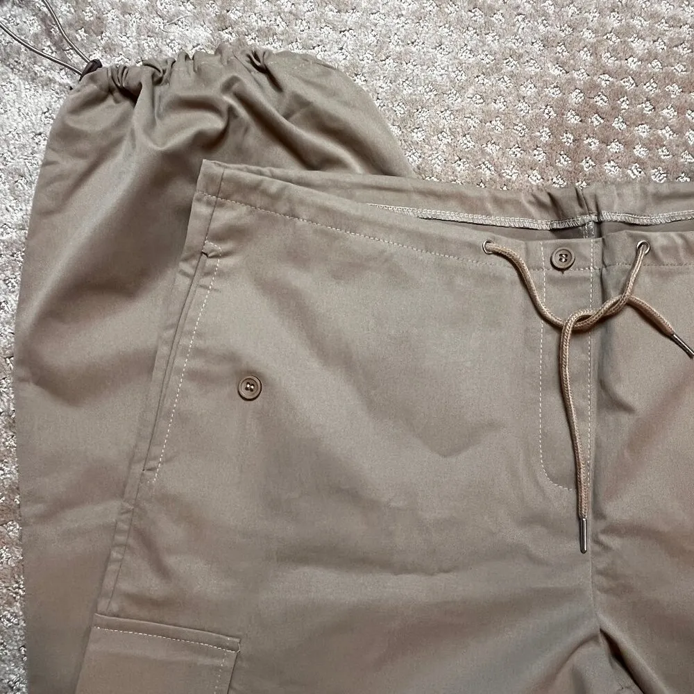Cargo Pants Women Parachute Baggy Low Waist Zipper Y2K Pants SZ L Grunge Loose Tan Size L - Image 3