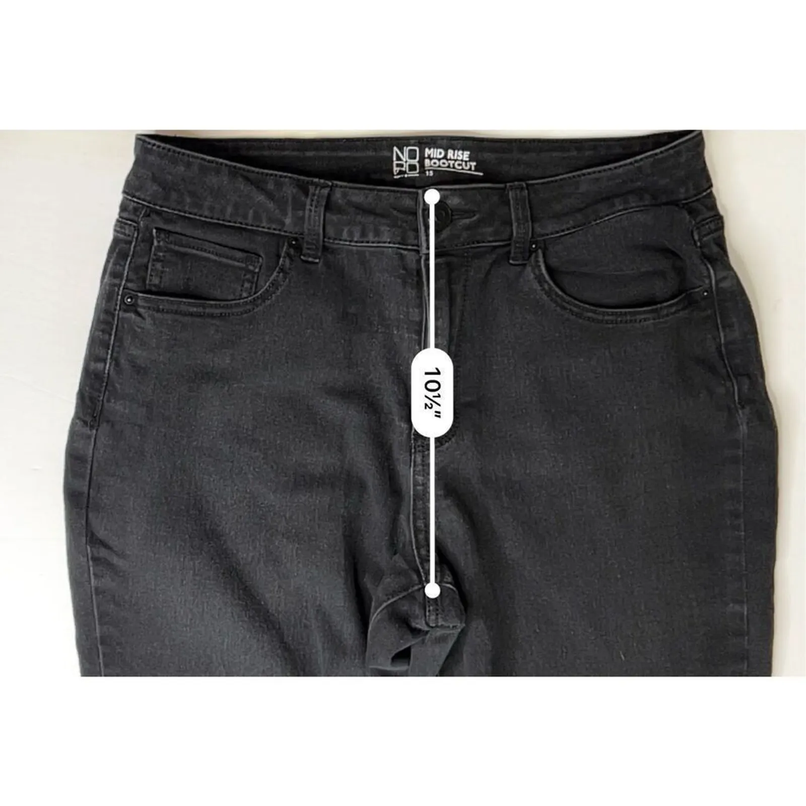 No Boundaries Juniors Mid Rise Bootcut Dark Wash Black Stretch Jeans 15 Casual - Image 5