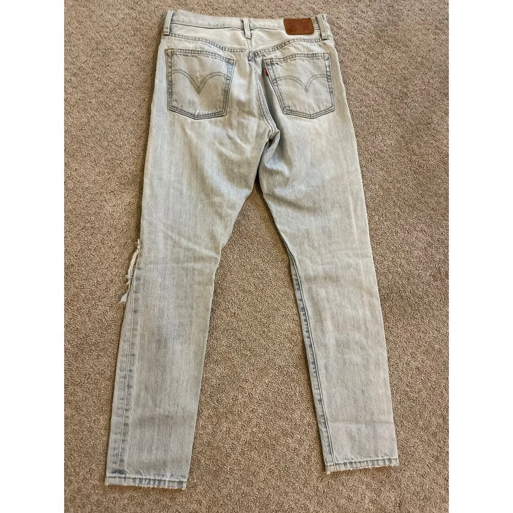 Levi’s Light Denim Wash Distressed Button Up High Waist Skinny Jeans - Image 6