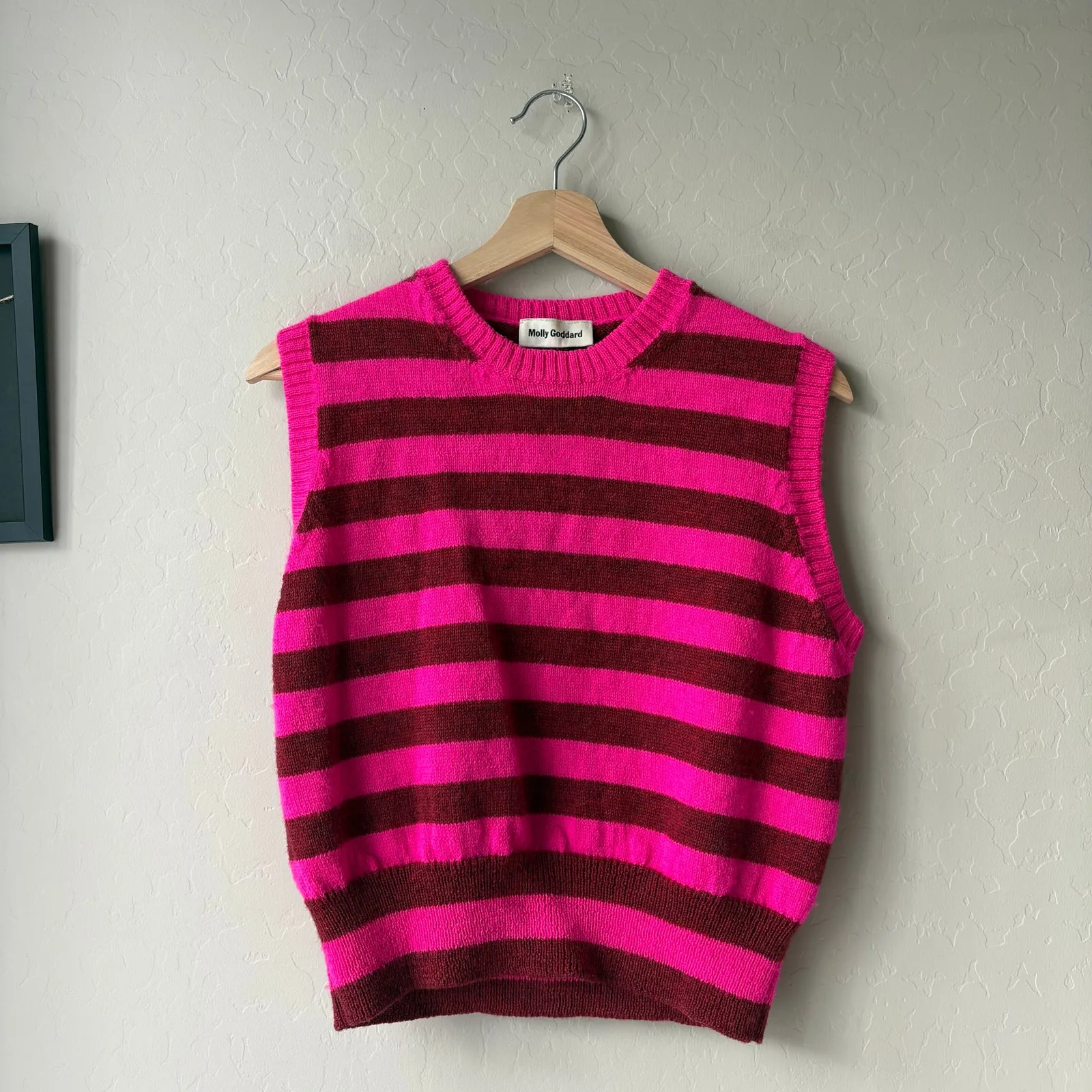 Molly Goddard Claus Pink Striped Lambswool Sleeveless Sweater Vest Size XS - Image 3