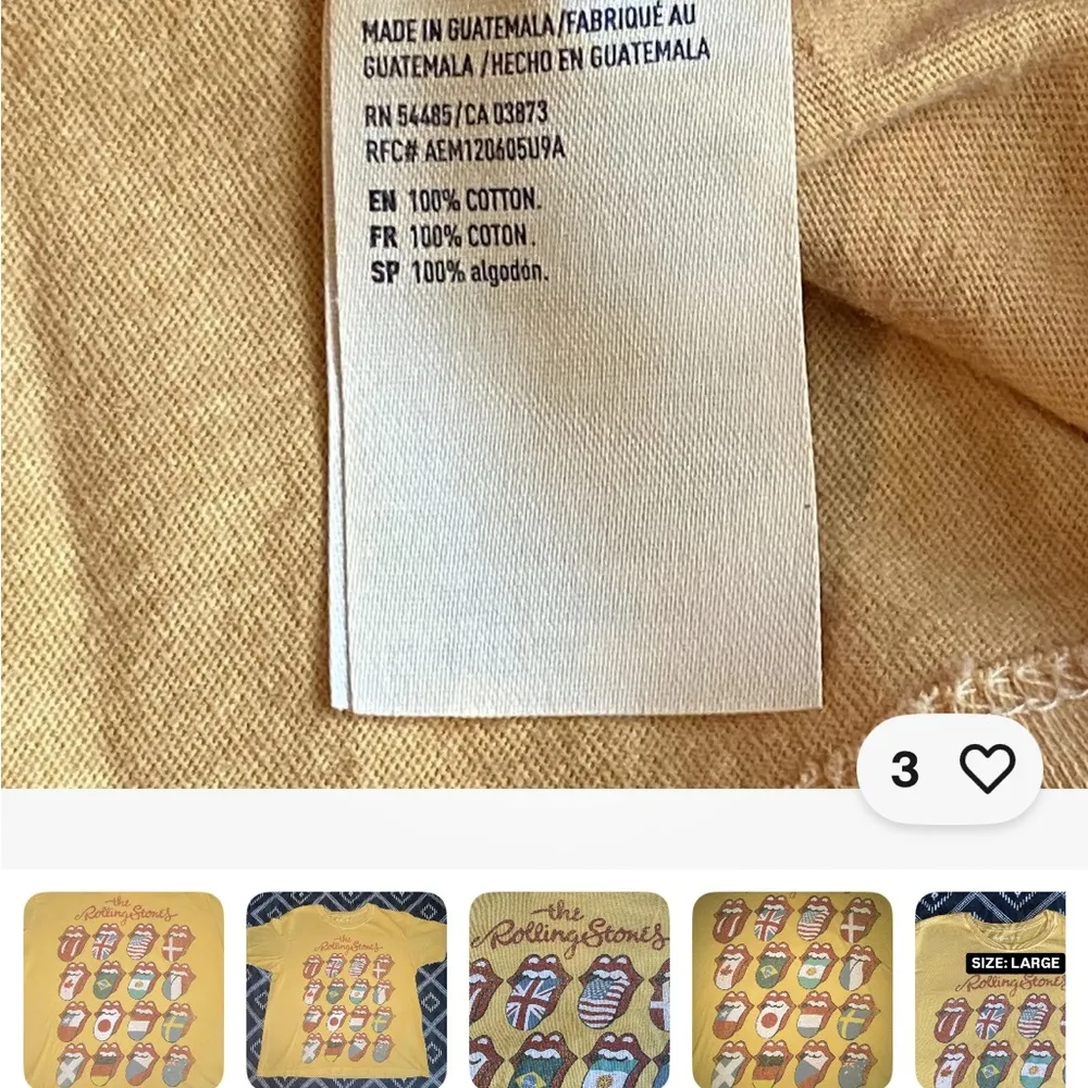 The Rolling Stones Yellow Graphic Tee Y2K SMALL hippie - Image 4