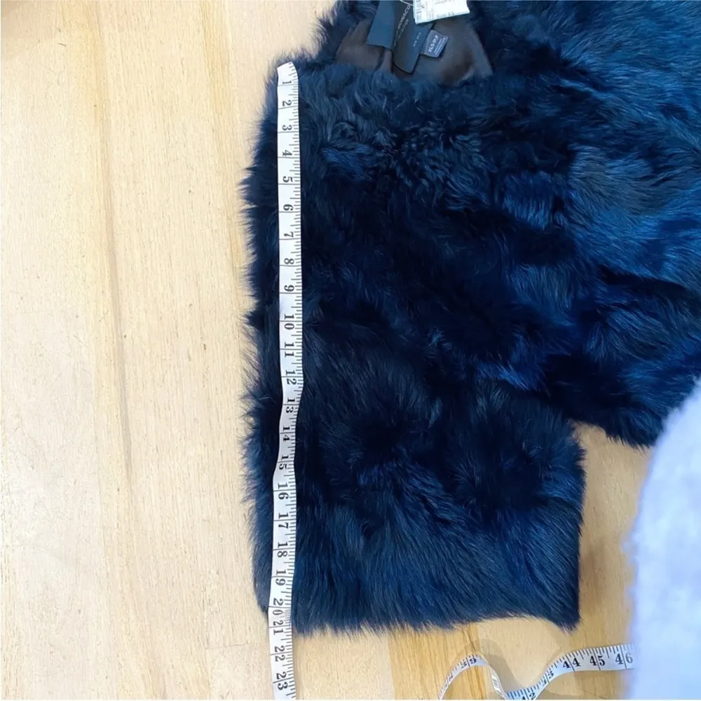 Club Monaco collection dyed navy blue/ blue genuine lamb fur pullover - Image 9