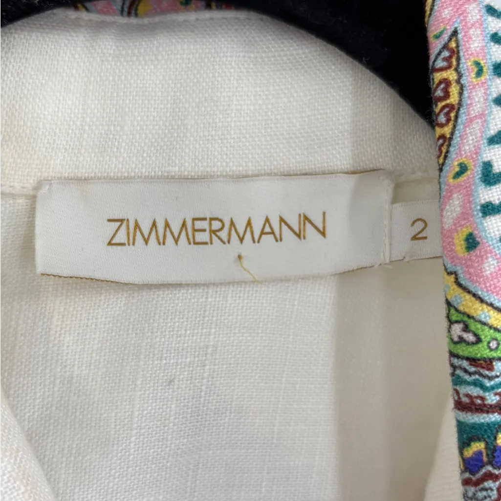 Zimmermann Ninety-Six Filigree Printed Button Front Linen Dress 2/M - Image 5