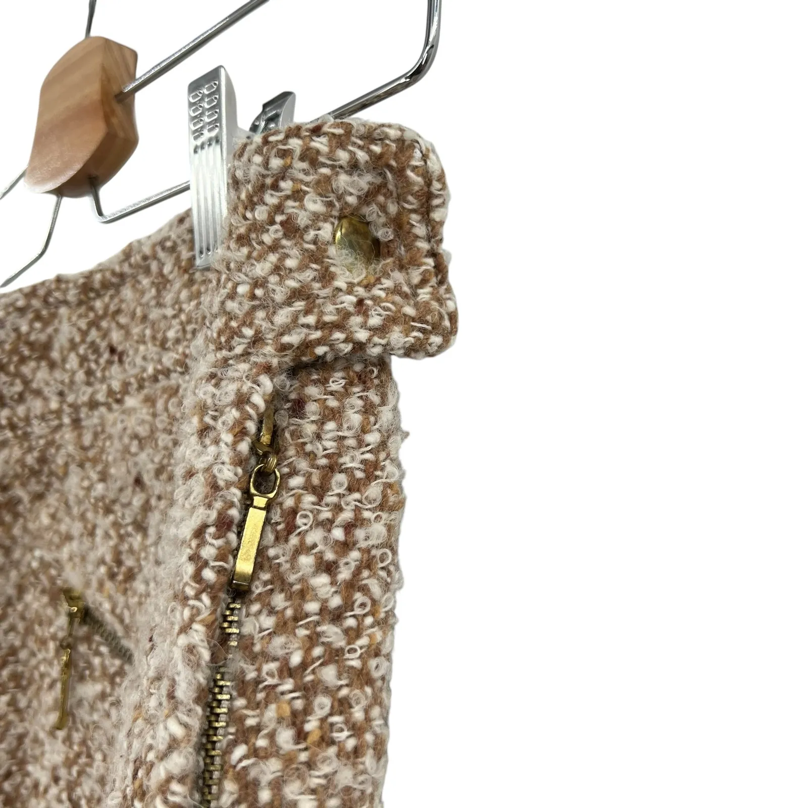 Peter Som for Bergdorf Goodman Tweed Boucle Skirt Wool‎ Beige Tan Size 6 - Image 5