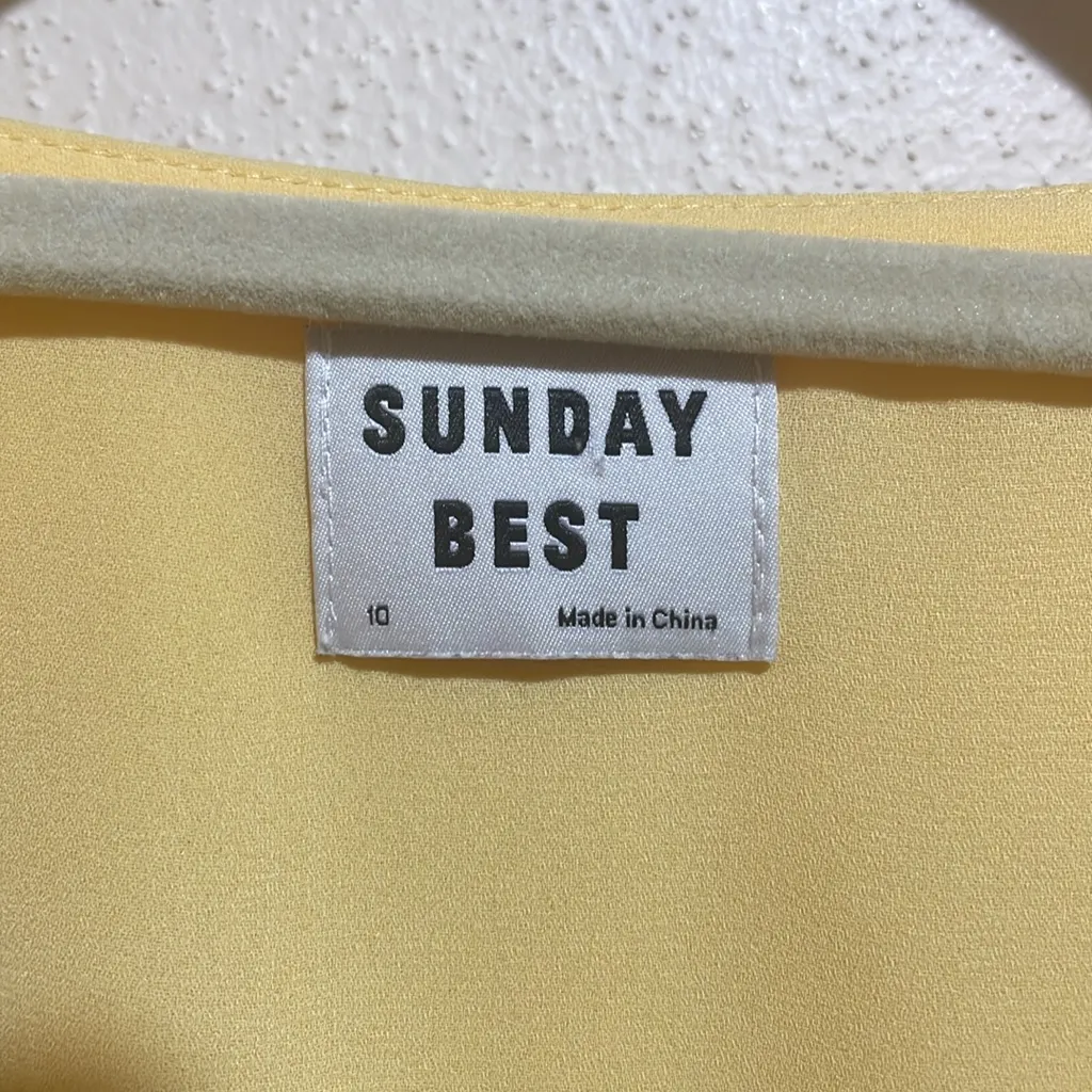 Sunday Best Aritzia Savoy Yellow Ruffle V-Neck Wrap Mini Dress Short Sleeve 10 - Image 7