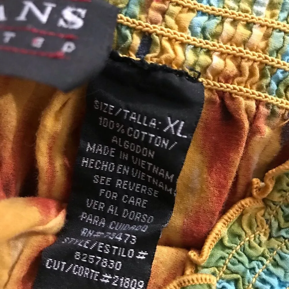 Vintage Y2K 90s  Light cotton tie dye Ruffle Flowy skirt tube top  XL - Image 12