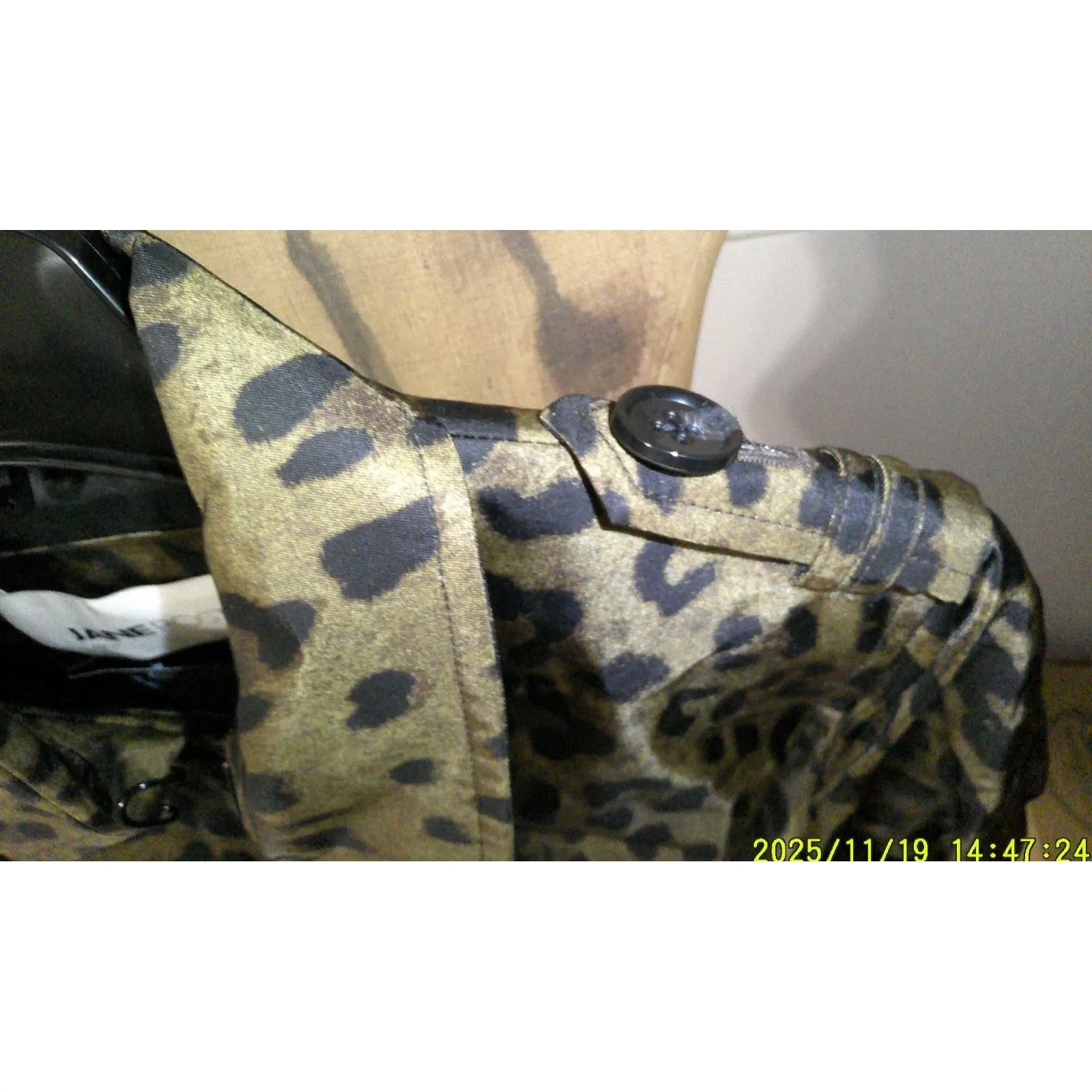 NWT S Womens JANE POST BLACK Italian Leopard Storm Trench Coat Black Brown Anima - Image 5