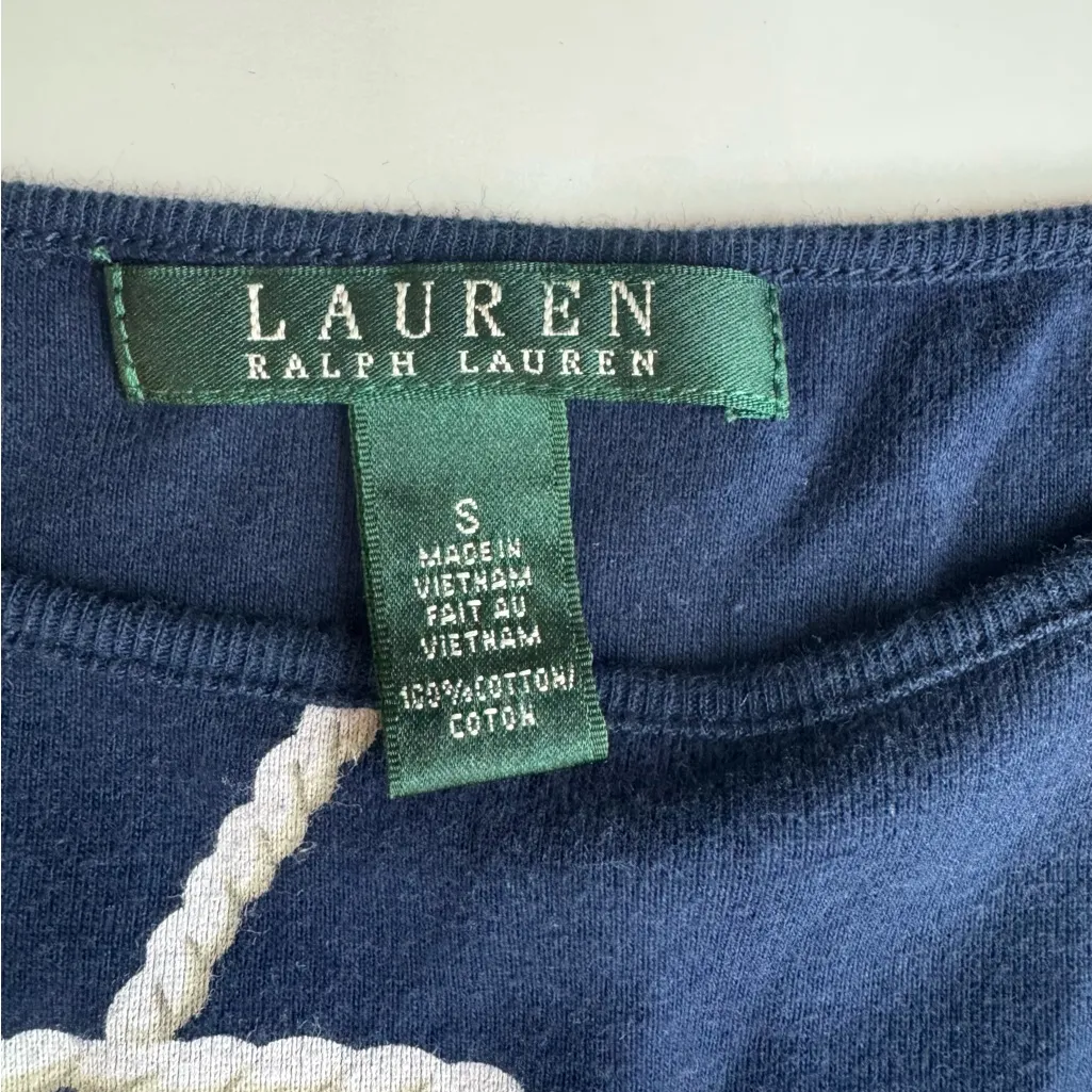 Women’s Lauren Ralph Lauren Navy and Yellow Nautical Print Belted Dress Size S - Image 12