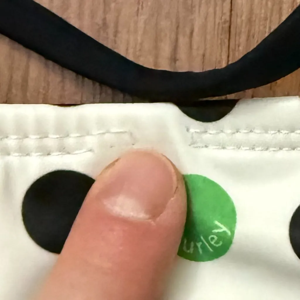 Hurley Women Juniors Swimsuit Medium Polka Dot Bikini White Black - Image 7