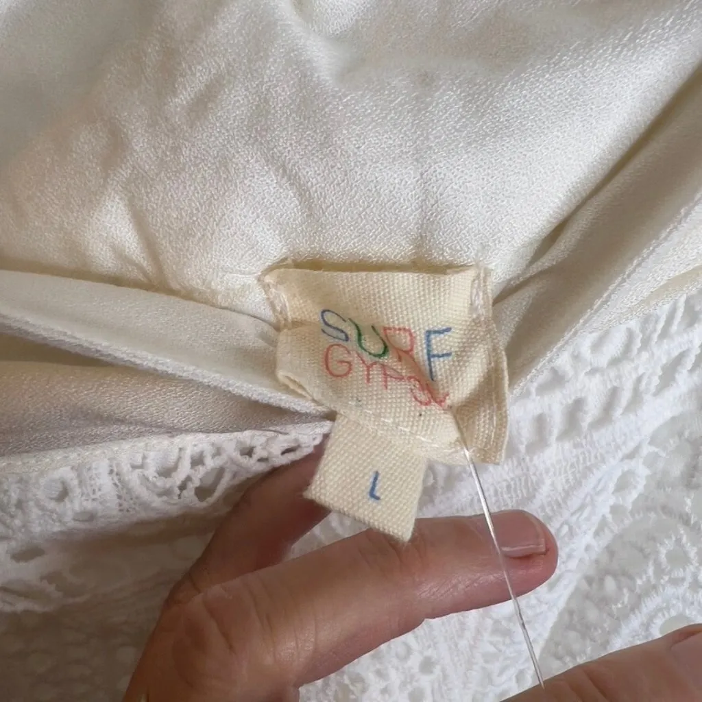 Surf Gypsy Womens Crochet Belted Shorts Swim Cover-up Ivory Size L - Image 6