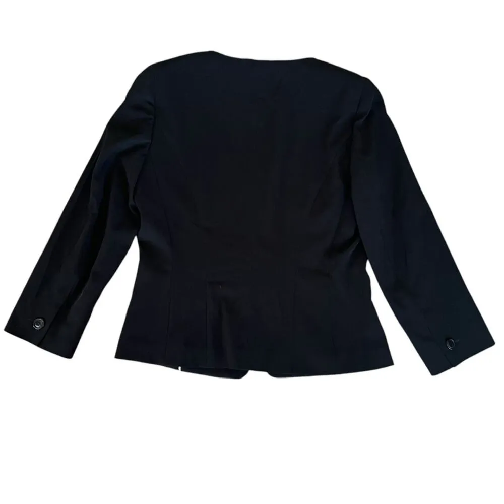 Weekend Max Mara Women’s Black Cropped Y2K 3/4 Length Sleeve Pocket Black Blazer Size XS - Image 5