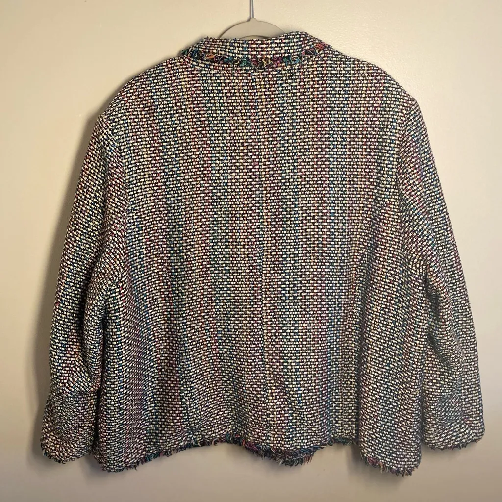 SilkLand Rainbow Sparkle Tweed Blazer 24W EUC Black - Image 7