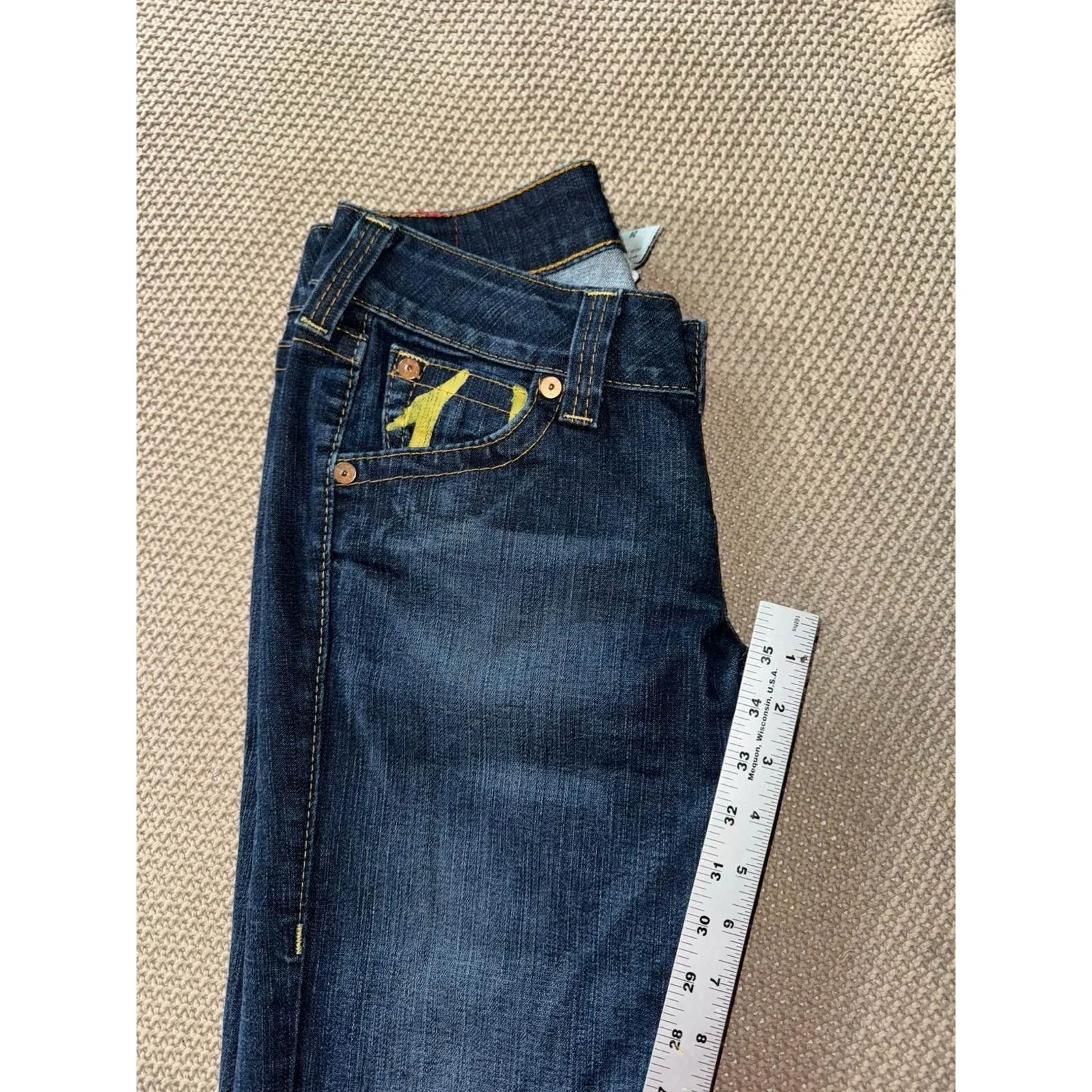 True Religion Jeans Womens Joey Blue Denim Distressed Blue Denim Y2K Size‎ 28 - Image 11