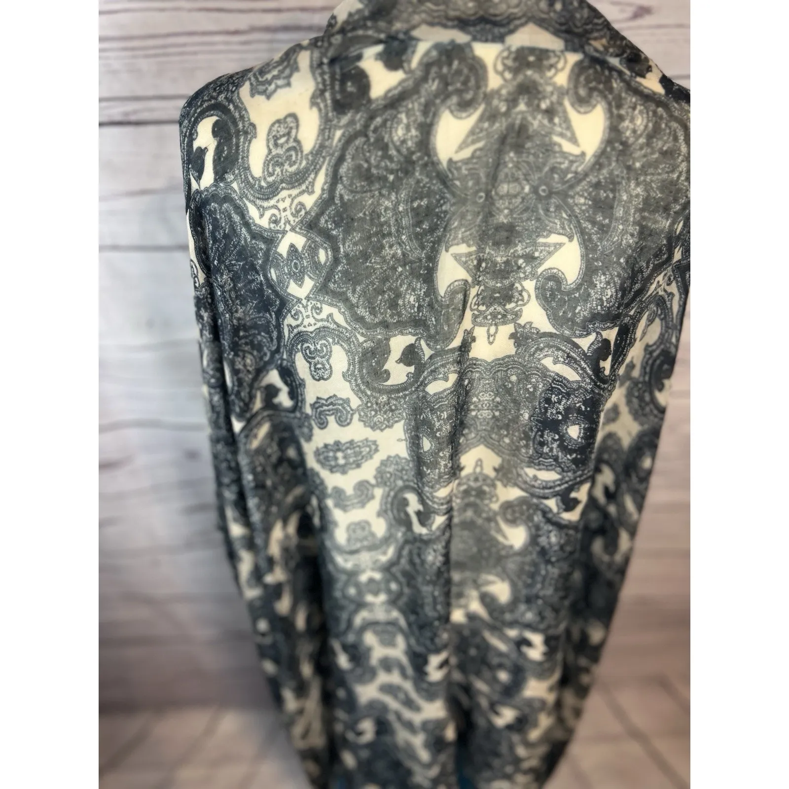 Romantic Boho Black Paisley Tassel Shawl Kimono Wrap One Size - Image 6