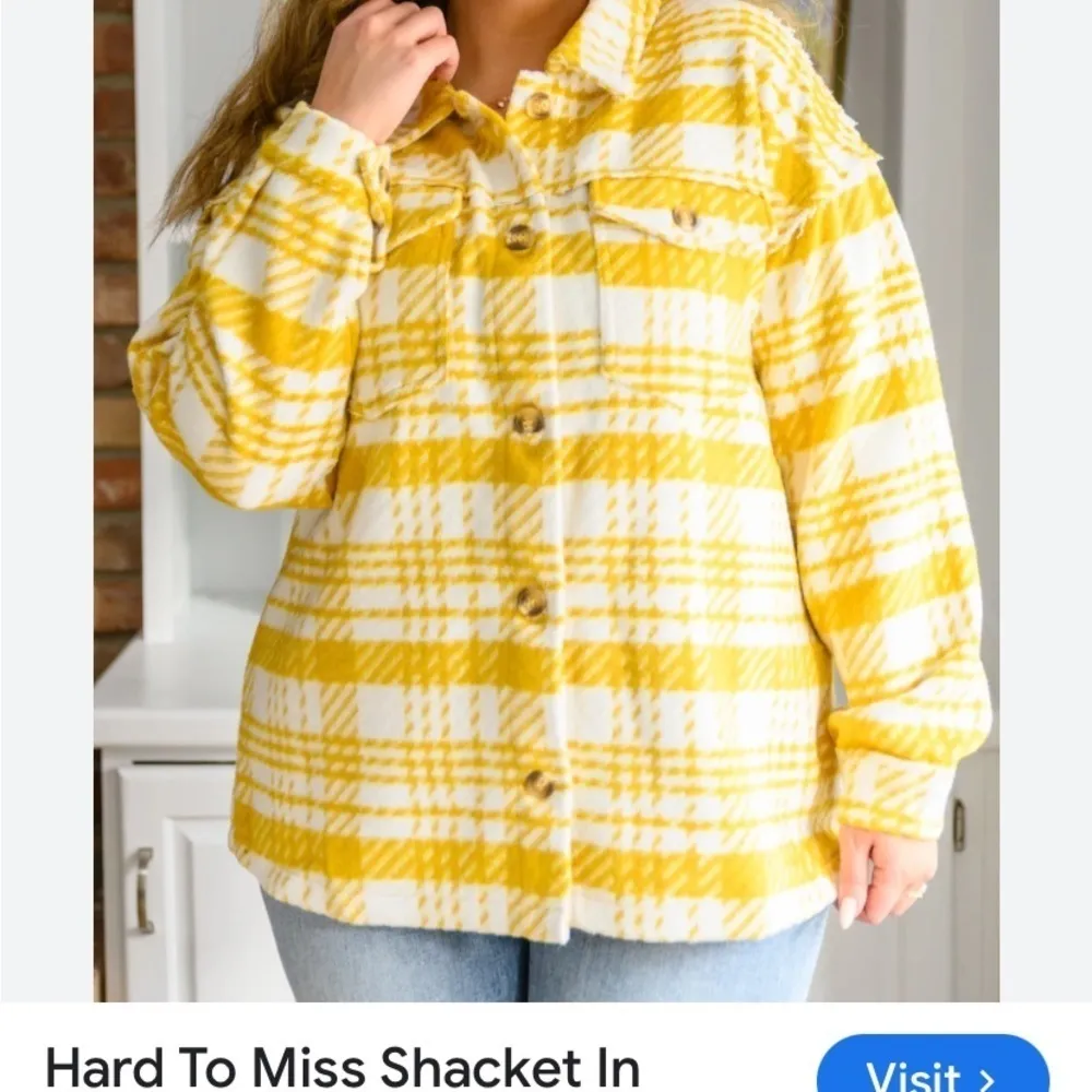 Jodifl Shacket size 1xYellow/gold and white plaid - Image 3