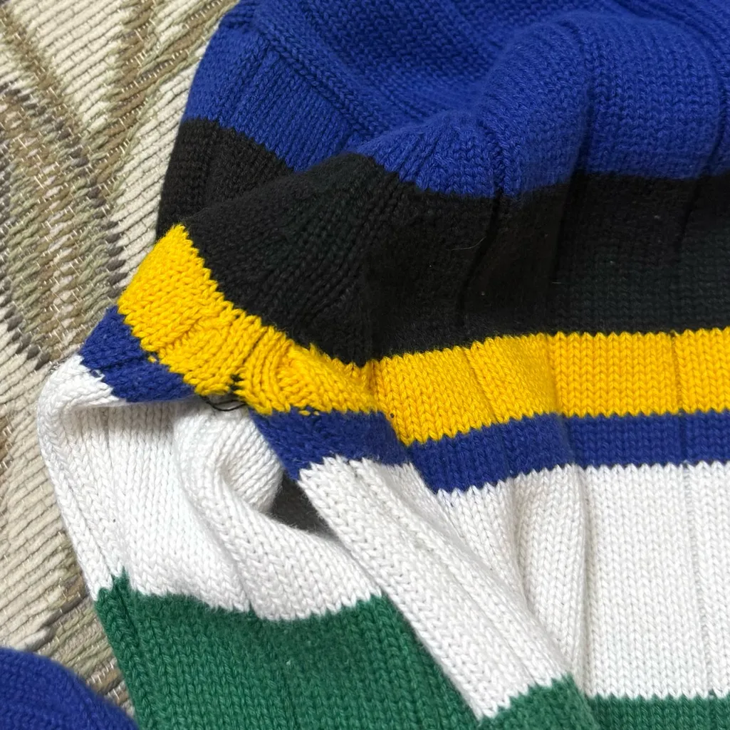 Vintage Tommy Hilfiger Sweater Pullover Striped Colorblock Ribbed S Small - Image 6