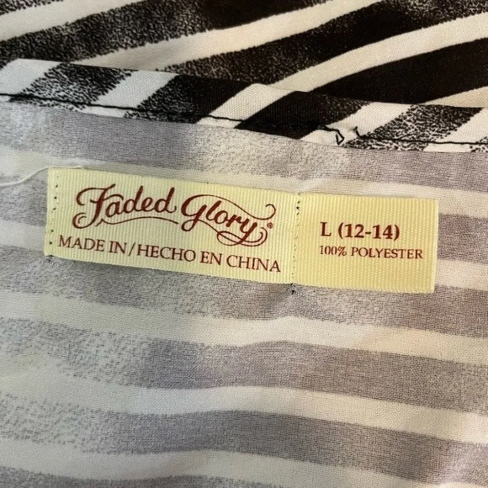 Faded Glory Black/White Striped Tank Top Size L - Image 5