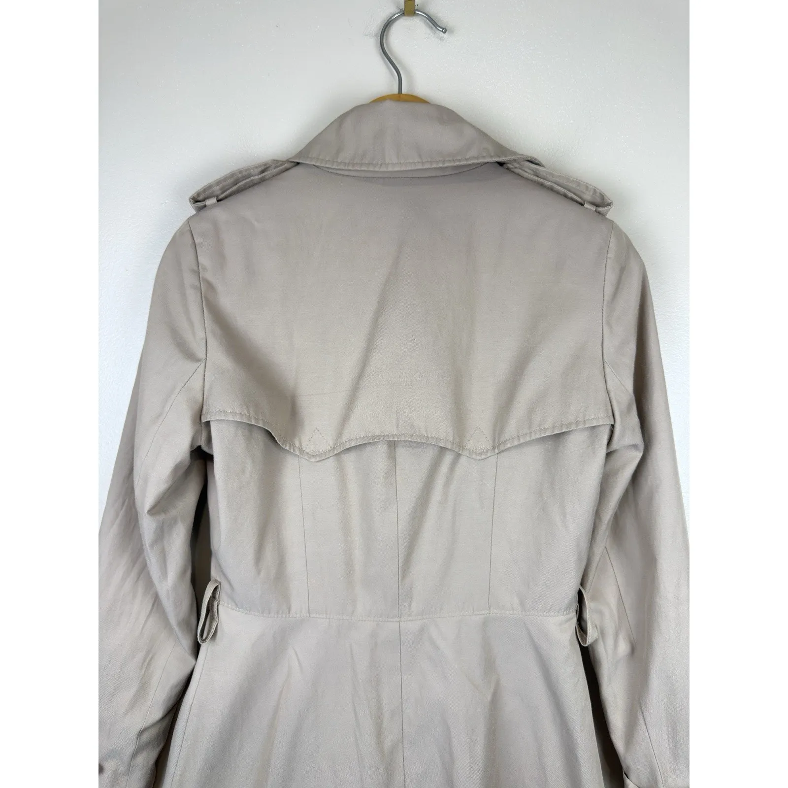 Lauren Ralph Lauren Trench Coat Womens XXS Beige (Tan) Belted Double Breasted - Image 8
