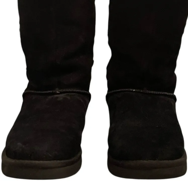 UGG Australia Rosana Tall Boots Black Womens 8 Shearling Fur Suede Sheepskin EUC - Image 8