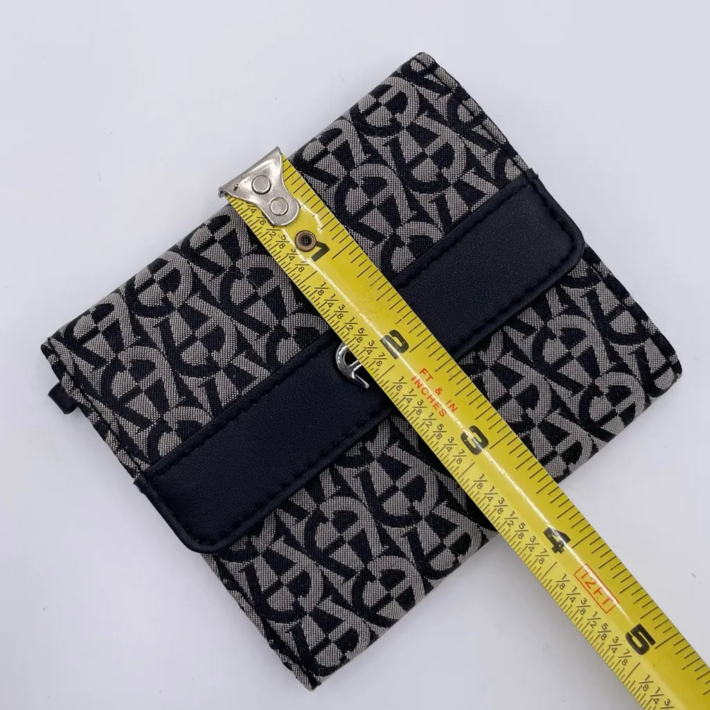 Vintage Y2K Etienne Aigner Black Logo Canvas Leather Trifold Wallet 4" x 3.5" - Image 6