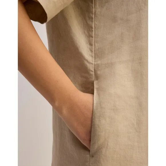 NWT Everlane The Linen Short-Sleeve Shirt Dress – Khaki – Size‎ S - Image 5