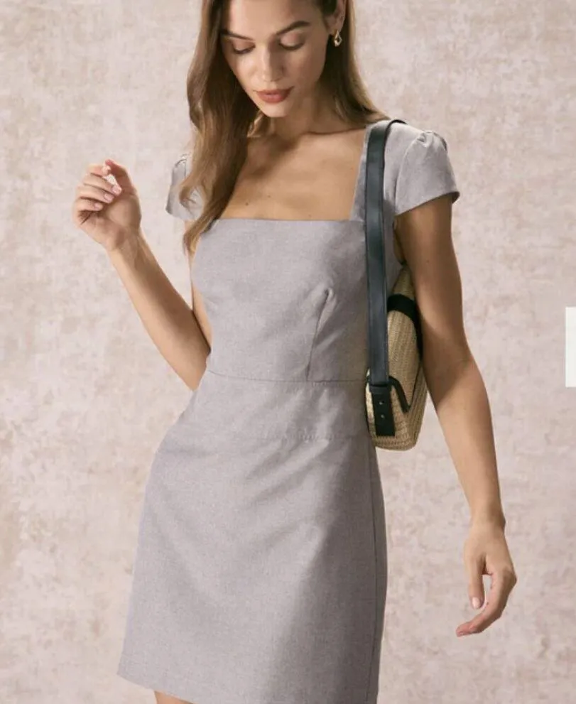 RIHOAS The Grey Square Neck Cap Sleeve Mini Dress 3 Gray Size XS - Image 2