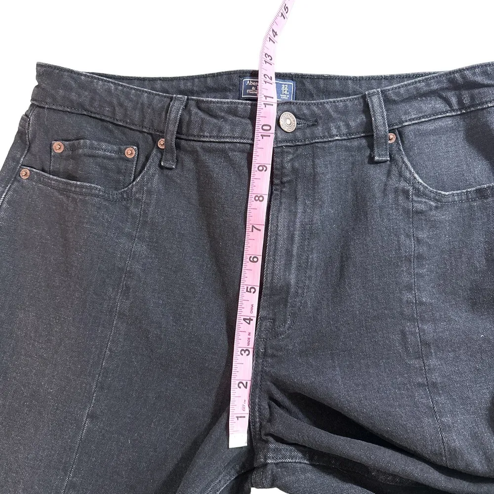 Abercrombie & Fitch Simone High Rise Slim Frayed Split Jeans in Black 32 - Image 13