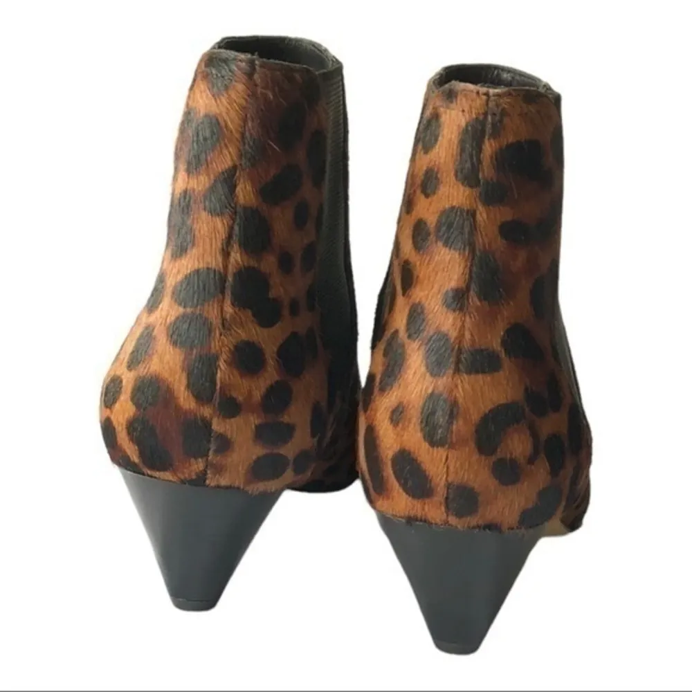 NWOT Joie Barleena Leopard Fur Brown Ankle Chelsea Bootie Size 37 - Image 3