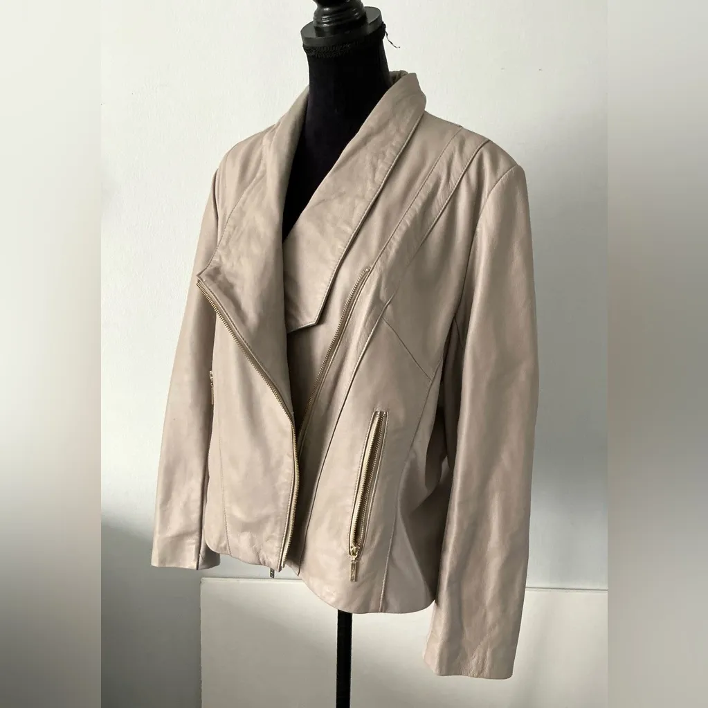 Ladies stylish genuine leather jacket🌷 Tan Size XL - Image 4