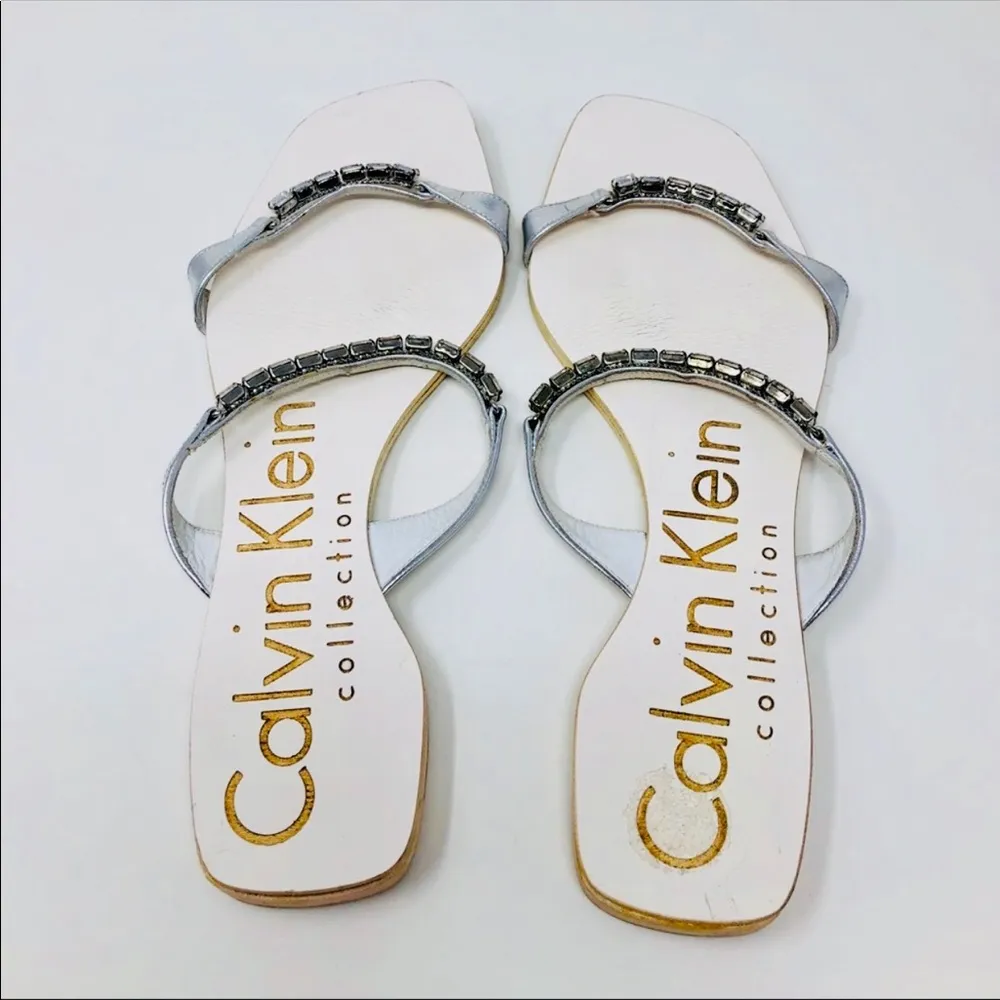 CALVIN KLEIN COLLECTION leather slides, made in Italy, size 39 - Image 4