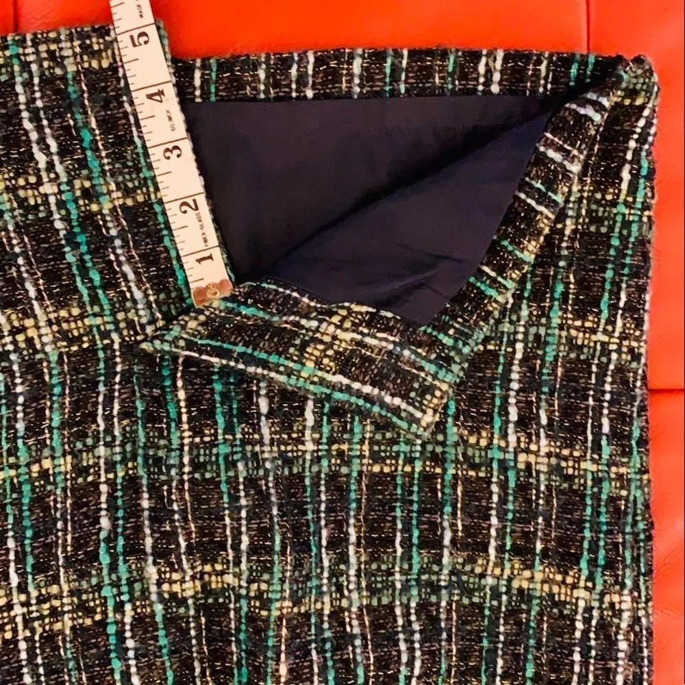 Ann Taylor Petite black/teal/metallic tweed skirt. - Image 9