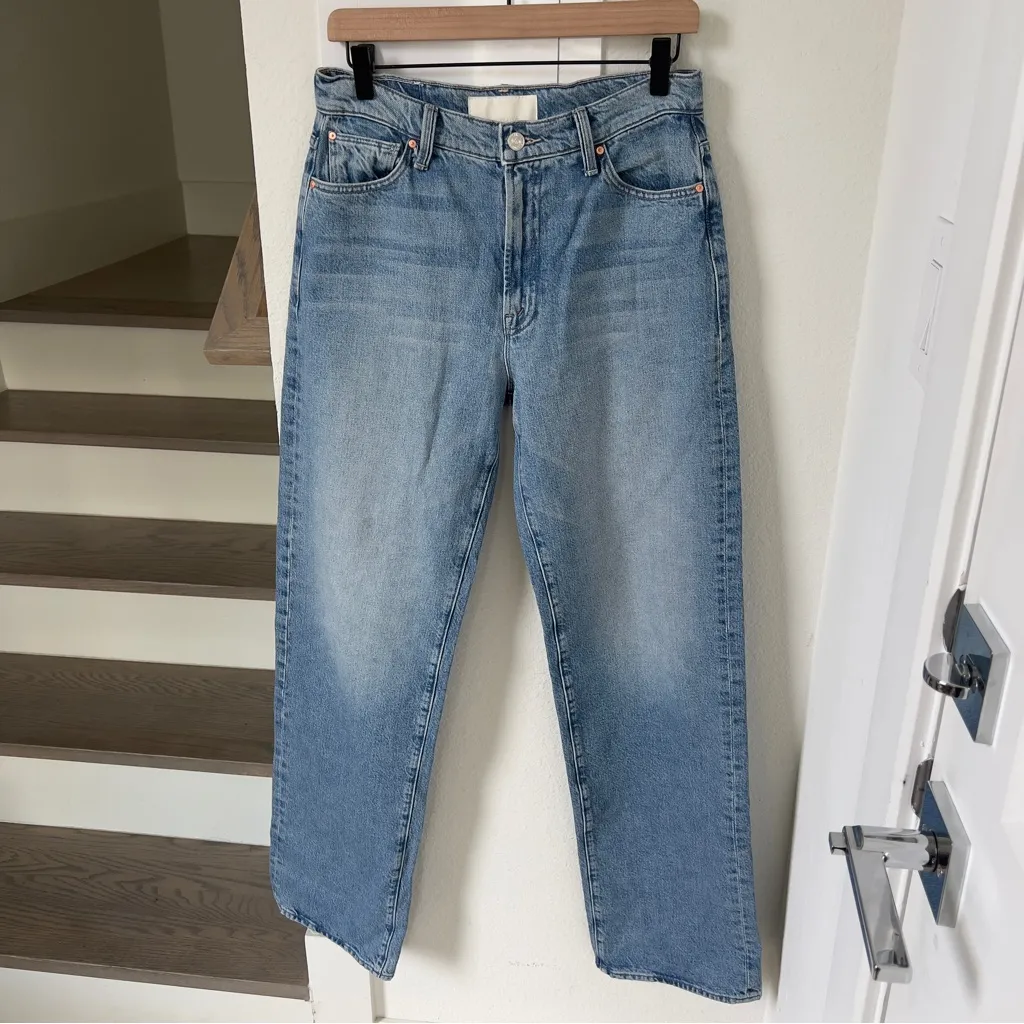 NWOT MOTHER The Dodger Skimp High Waist Cuffed Hem Wide Leg Jeans Leap of Faith Blue Size 26 - Image 4