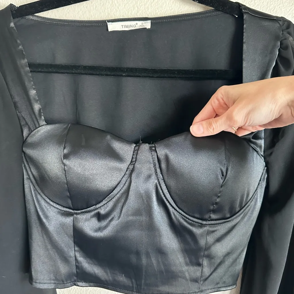 Timing  Black Satin Blouse - Image 3