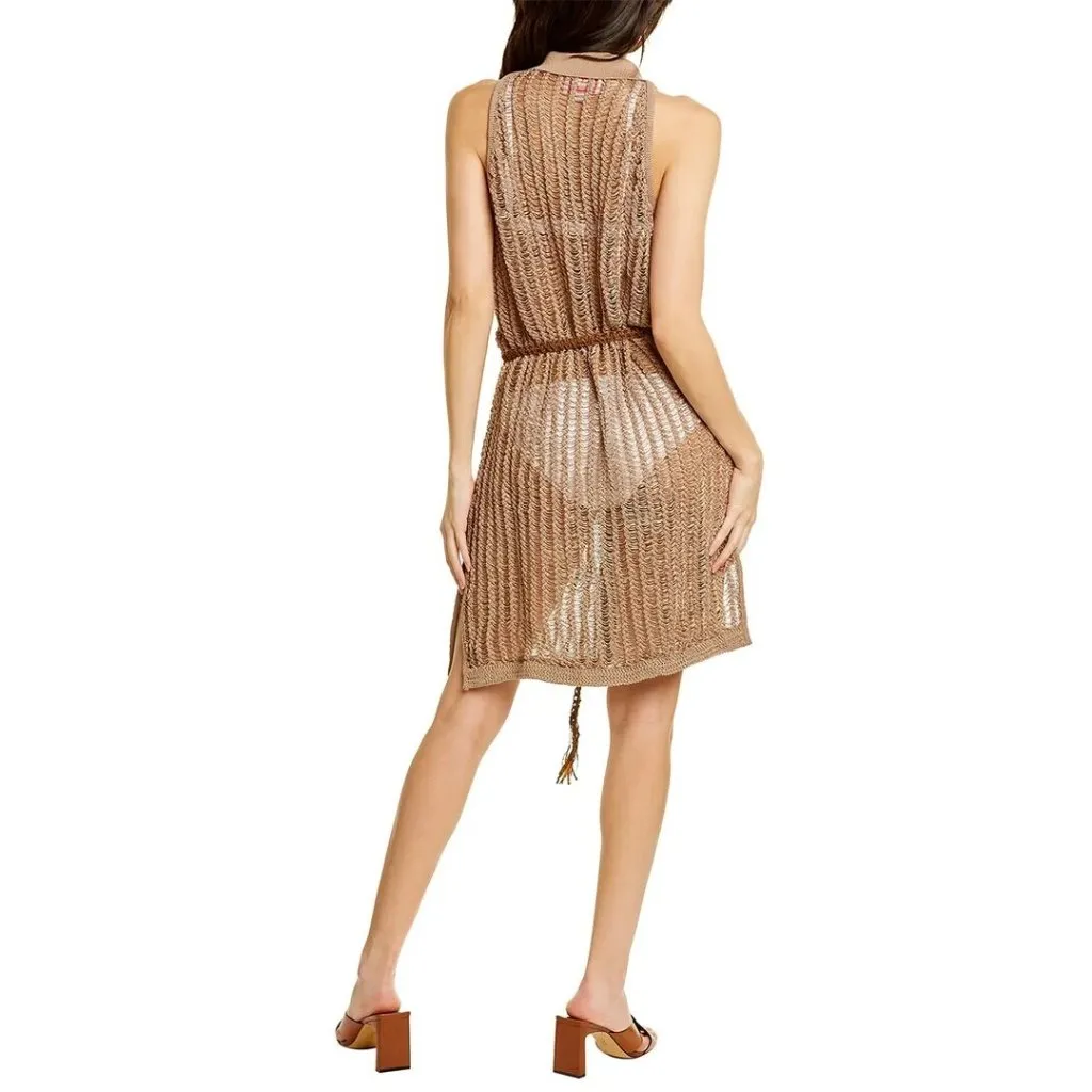 Solid & Striped The Sawyer Dress Crochet Cover Up Dress Sleeveless Belt Beige M - Image 2