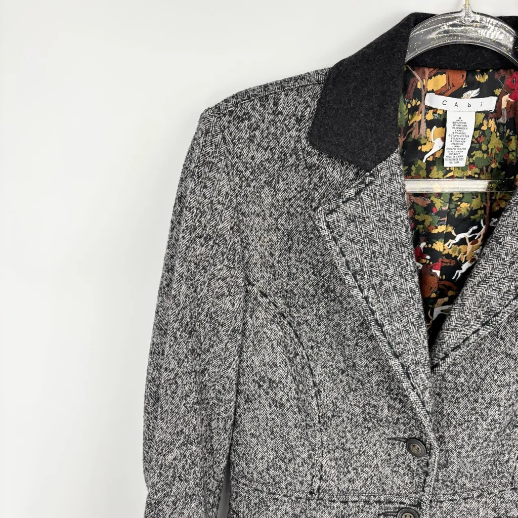 Cabi Fox Hunt Equestrian Tweed Blazer Size 8 Style 629 - Image 3