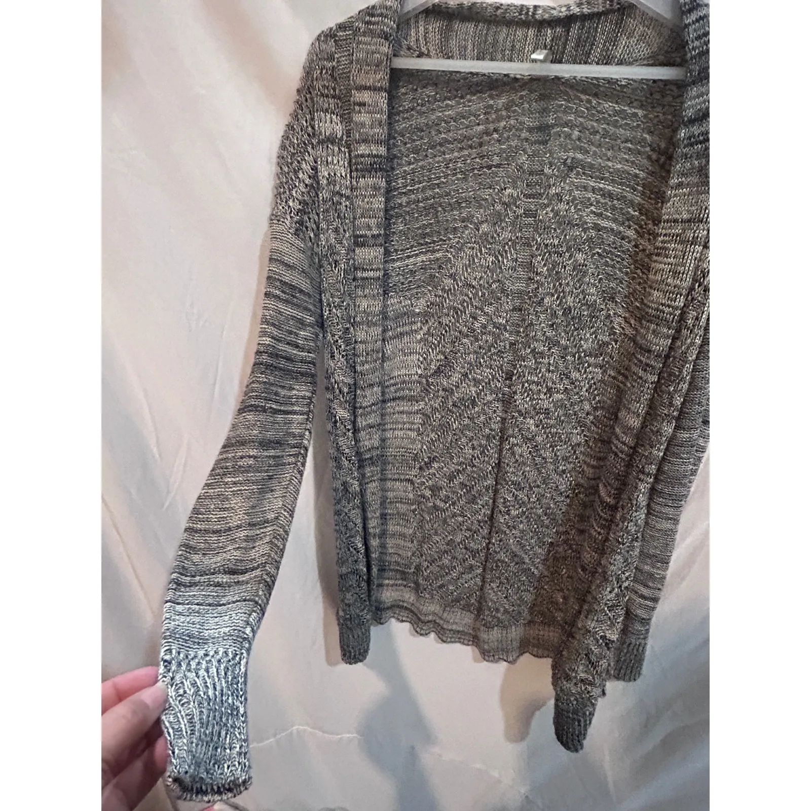Lucca Studio Open Front Knit Cardigan Sweater Marled Gray Size M Size M - Image 2