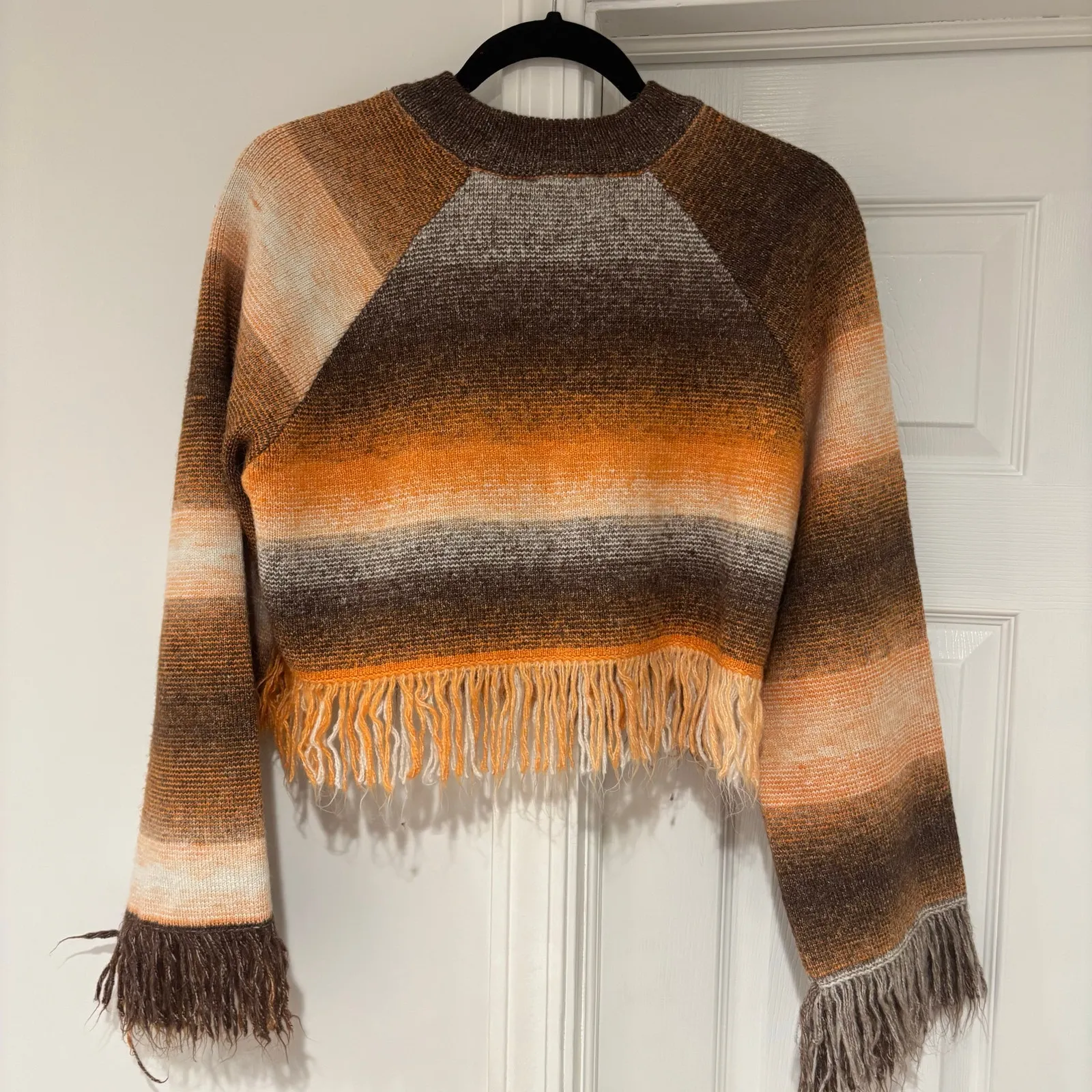 Zara Fringe Striped Cropped Sweater - Image 6