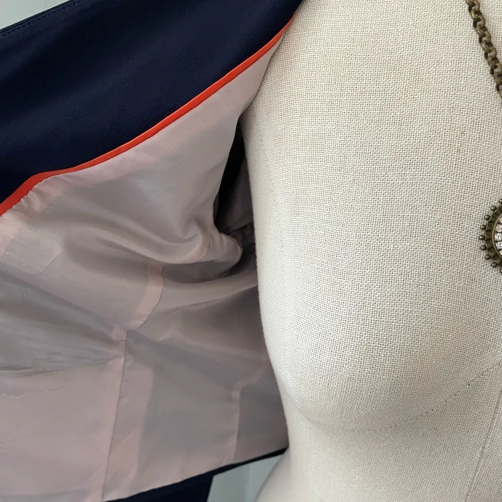 Rebecca Taylor Navy Collarless Blazer Suiting Jacket 8 - Image 4