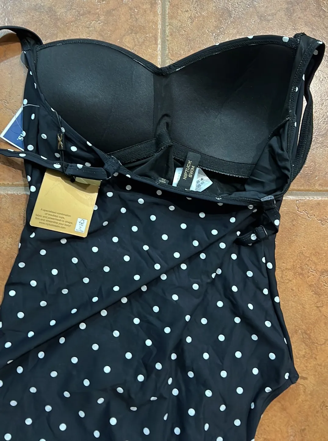 NWT  Amalfi Spot Black Louise Cross Front Tummy Control Swimsuit - Image 9