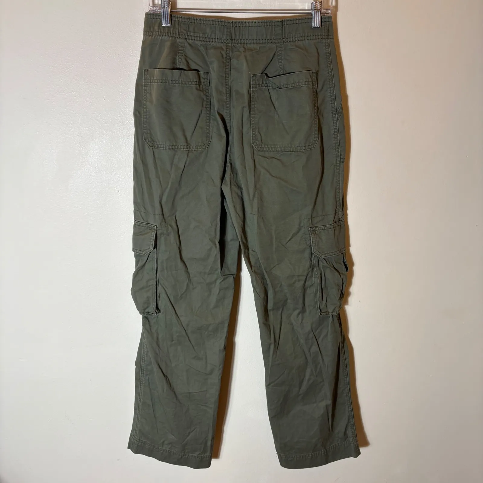 Abercrombie & Fitch Cargo Pants Olive Green Utility Pockets Straight Leg Size 27 - Image 4