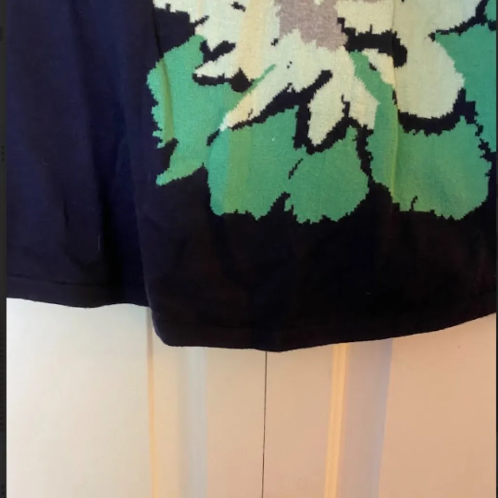 J. Jill Blue Floral Boat Neck Sweater XS Casual Preppy Coastal Grandma - Image 3