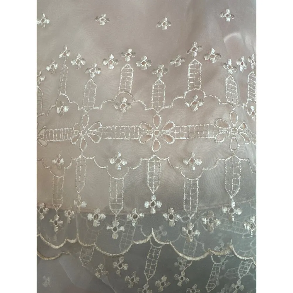 American vintage pink & white sheer eyelet bridesmaid prom maxi dress size Small - Image 3