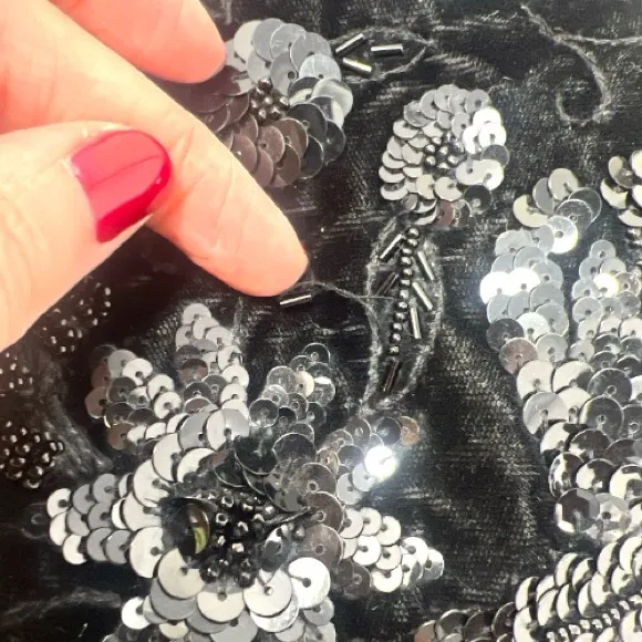 Todd Anthony Black Beaded‎ Sequin Evening Bag Vintage Flapper Purse - Image 9