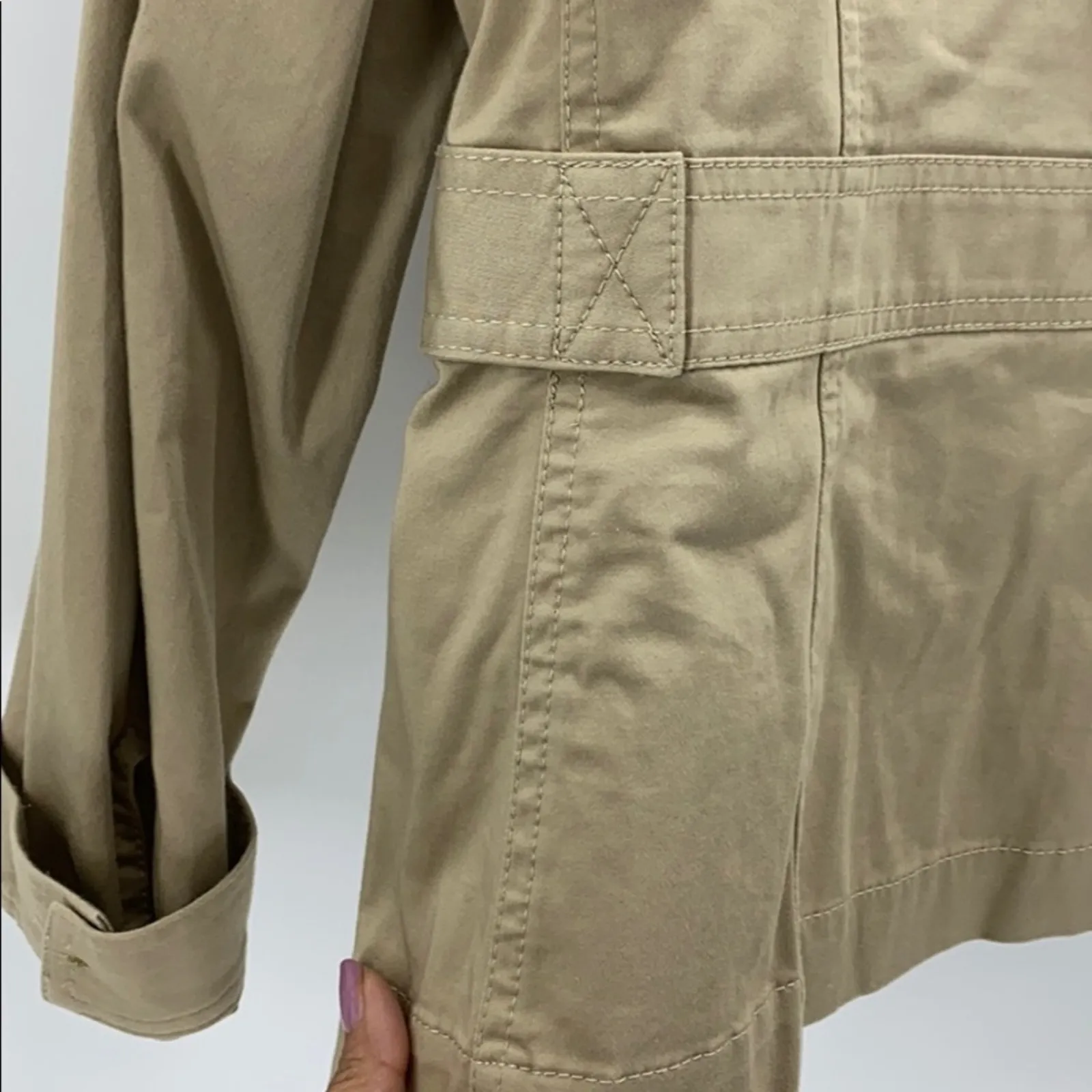 Jones New York utility jacket neutral minimalist casual closet staple Women's S - Image 7