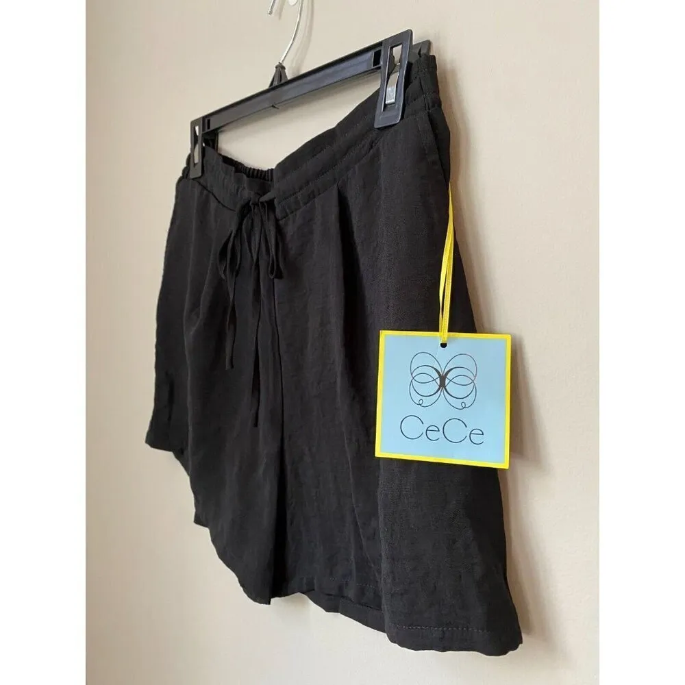 BRAND NEW CeCe Womens Casual Lightweight Drawstring Shorts in Black, Size: Small - Image 9