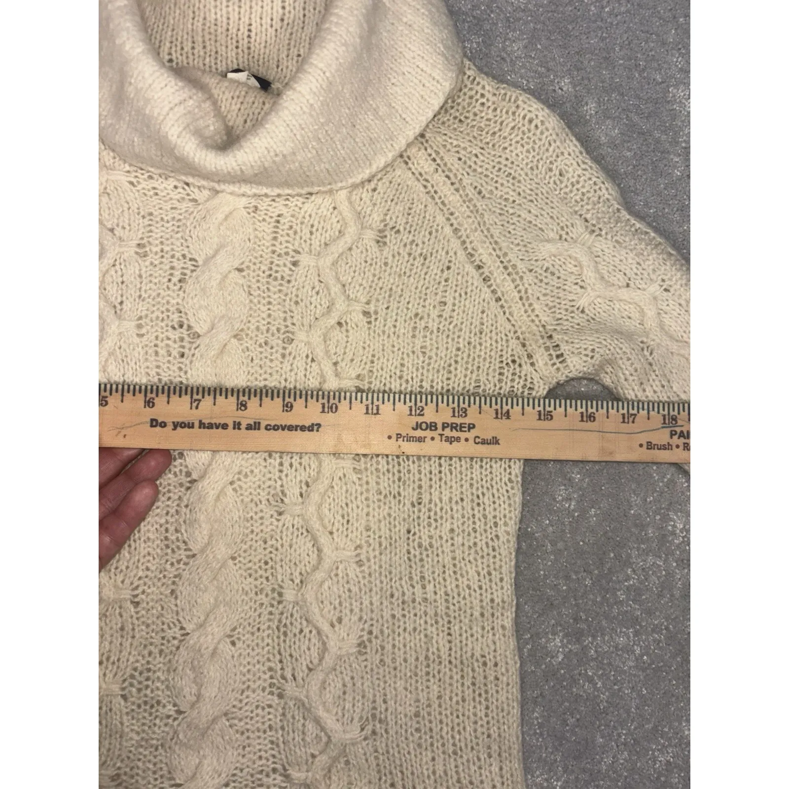 j crew black tag wool cable knit turtleneck sweater beige loose knit med Tan - Image 6