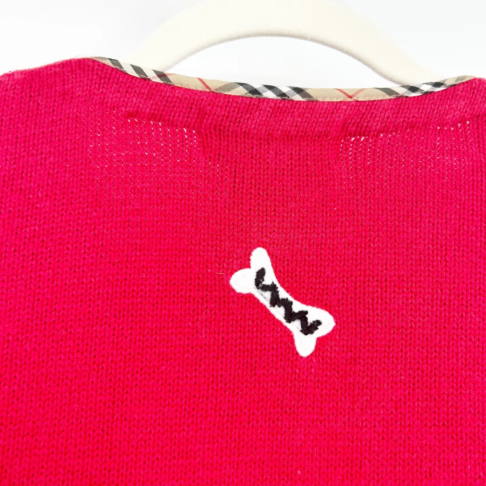 Jack B Quick Vintage Scottie Dog Bone Embroidered Novelty Cardigan Sweater XL Red - Image 7