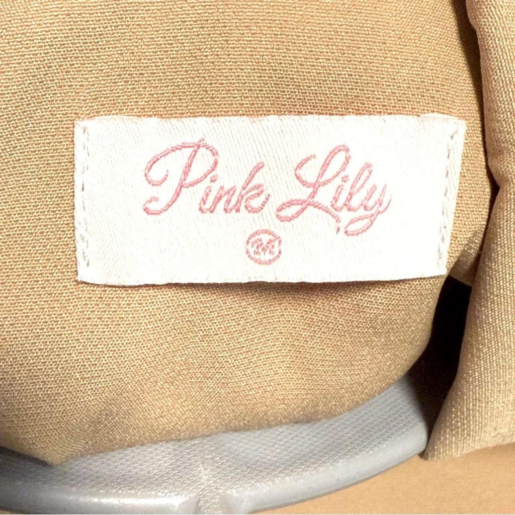 Pink Lily‎ Back In Business Eclectic Grandpa Long Blazer Camel Tan Size Medium - Image 6