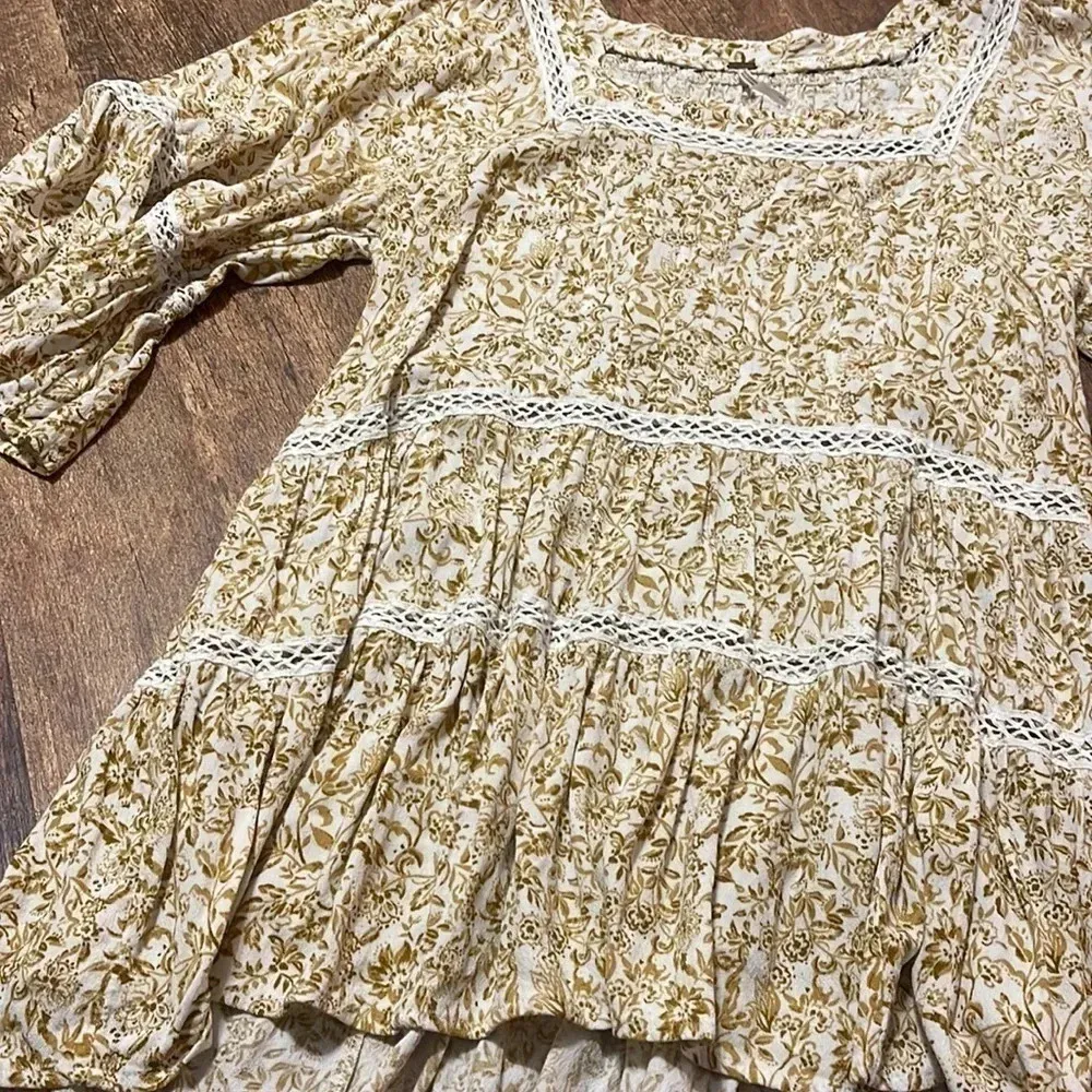 FREE PEOPLE Talk About It Tunic Floral Mini Dress small - Image 7