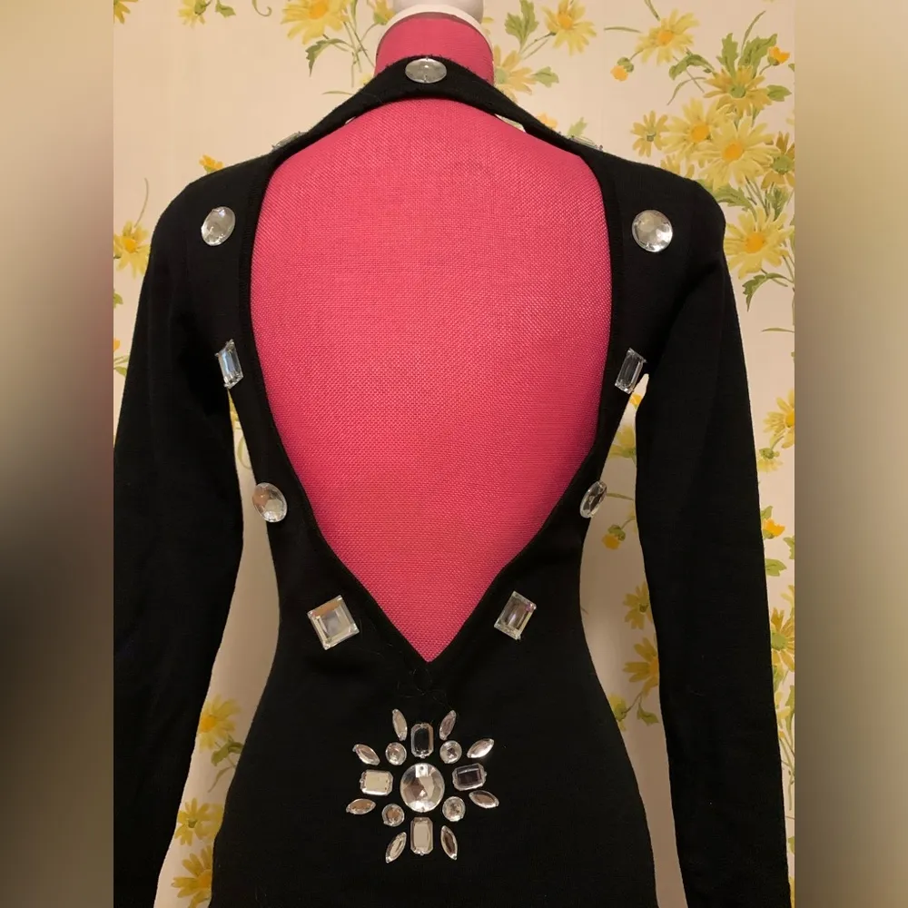 Vintage  black sweater dress 100% wool size XS - Image 6